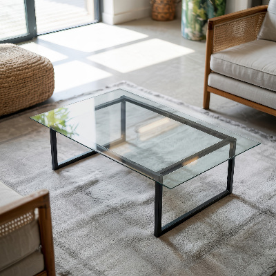 Rectangular glass table transparent
