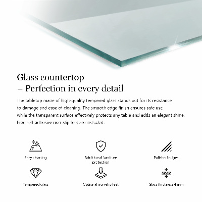Rectangular glass table transparent