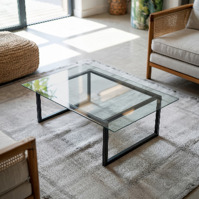 Rectangular glass table transparent