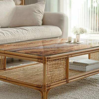 Glass top Wood with resin accents