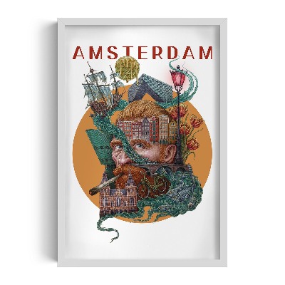 Picture in white frame Amsterdam