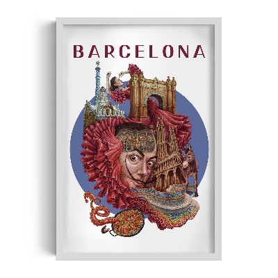 Picture in white frame Barcelona