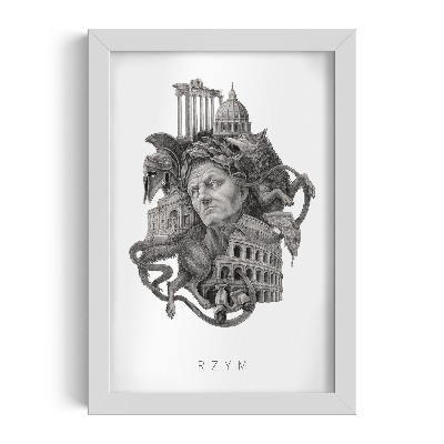 Picture in white frame Rome Black and white