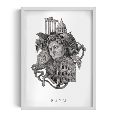 Picture in white frame Rome Black and white