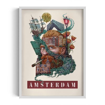 Picture in white frame Vintage Amsterdam