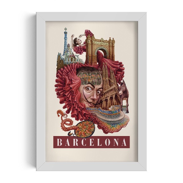 Picture in white frame Vintage Barcelona