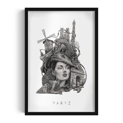 Picture in black frame Paris Black and white