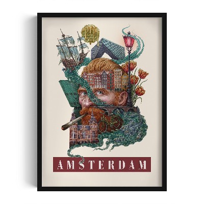 Picture in black frame Vintage Amsterdam