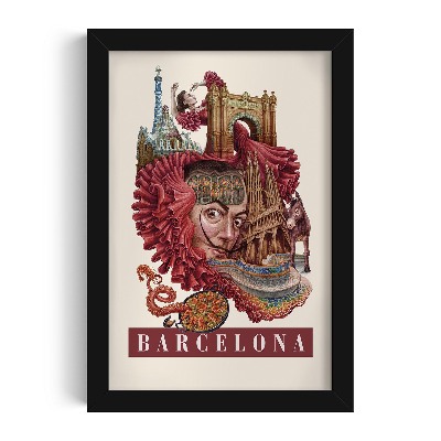 Picture in black frame Vintage Barcelona