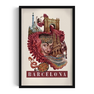 Picture in black frame Vintage Barcelona