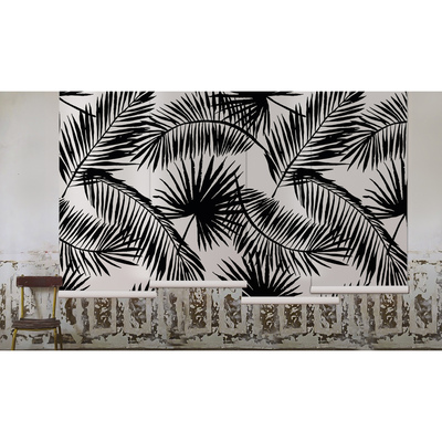 Wallpaper Black and White Palm Leaves