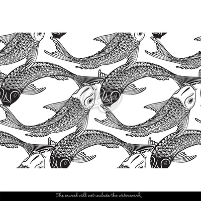 Wallpaper Charming Sketch of Chinese Fish