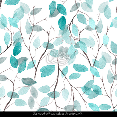 Wallpaper Delicate Turquoise Leaves