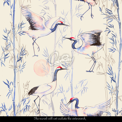 Wallpaper Dancing Cranes