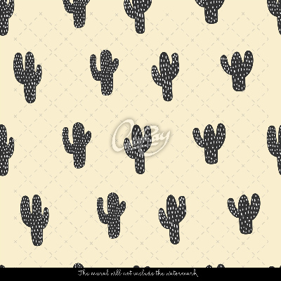 Wallpaper Beige Minimalistic Cacti