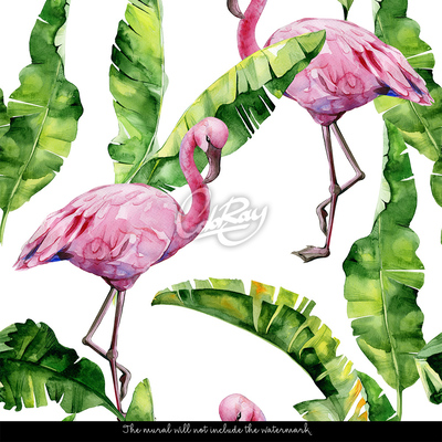 Wallpaper Flamingos Hidden In Leaves