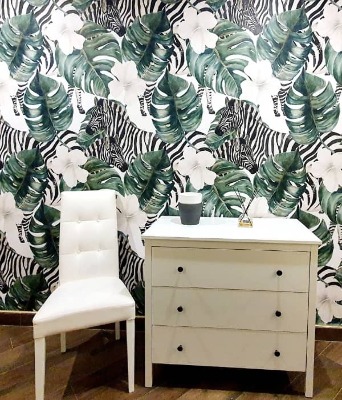 Wallpaper Zebras In The Midst Of Paradise Vegetation