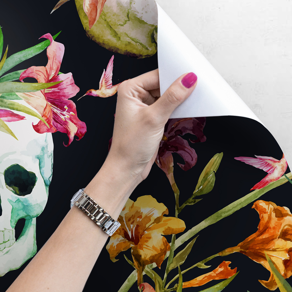 Flowers & Skulls Wallpaper for Walls | Buried Treasure