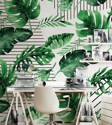 Wallpaper Monstera Full Of Stripes