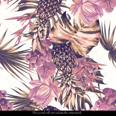 Wallpaper Pineapple among Flowers