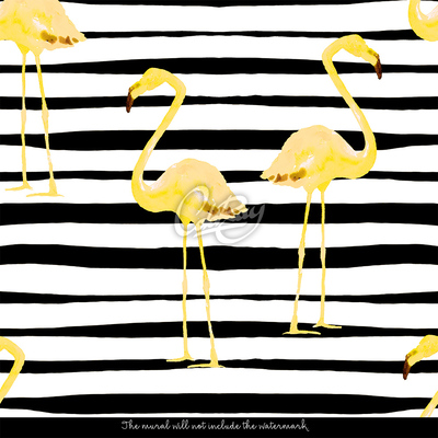 Wallpaper Golden Flamingos