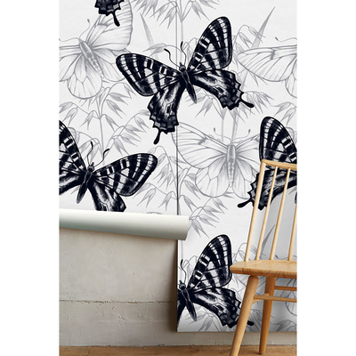 Wallpaper Elegant Black Butterflies