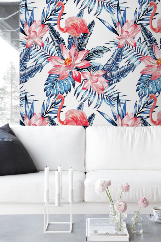 Pink Flamingo Wallpaper Wall Mural