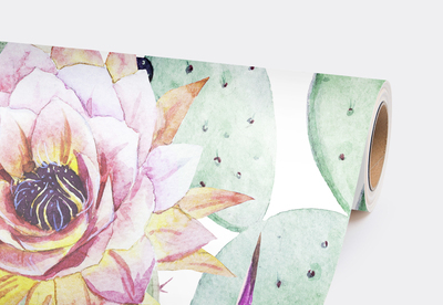 Wallpaper Watercolor Cactus Flowers