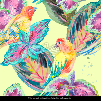 Wallpaper With Colorful Parrots
