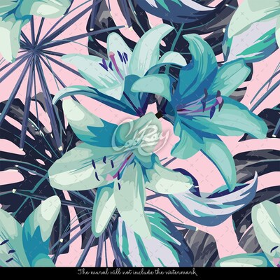 Wallpaper Blue Lilies