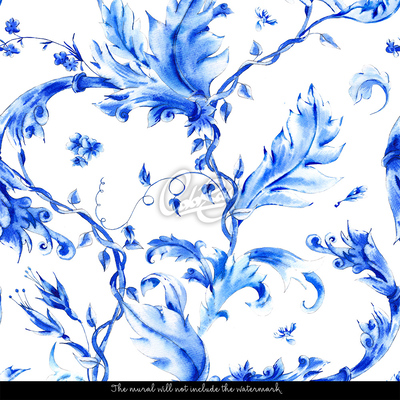 Wallpaper Colorful Blue Flowers
