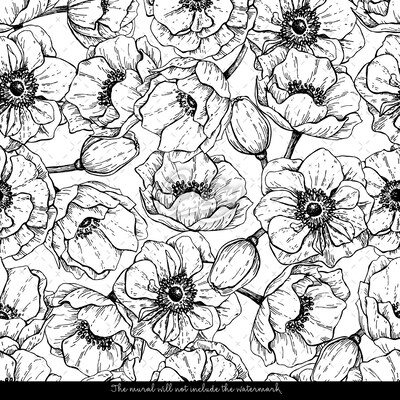 Wallpaper Floral Garden Of Black And White