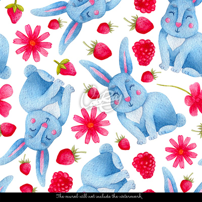 Wallpaper Bunnies Among Raspberries