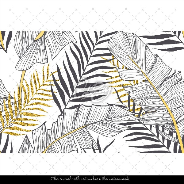 Wallpaper Tropical Gold Leaves
