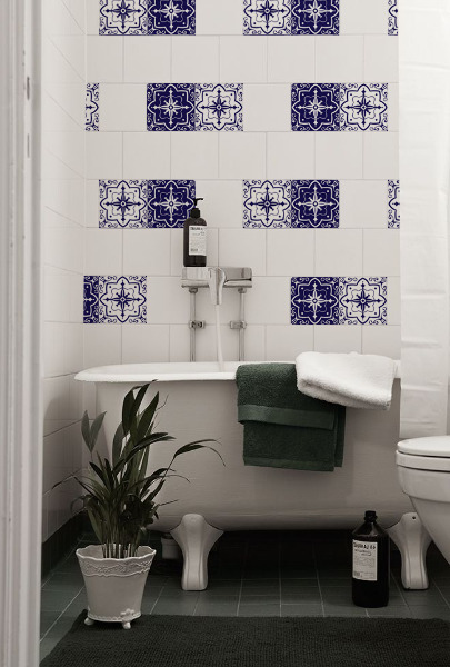 Tile decals Blue and White
