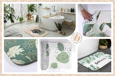 Non slip shower mat Ginkgo leaves