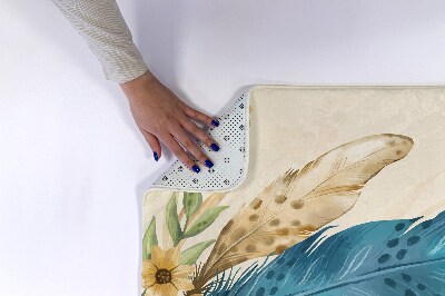 Bathroom mat Feather and flowers