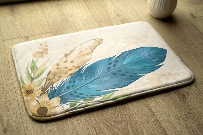 Bathroom mat Feather and flowers