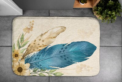 Bathroom mat Feather and flowers