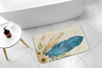 Bathroom mat Feather and flowers