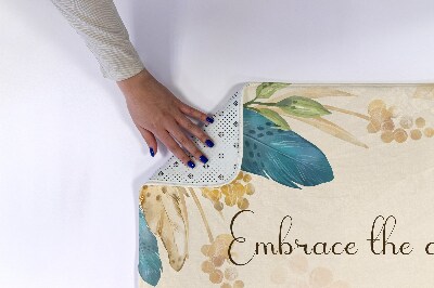 Non slip bath mat Flowers and Feathers