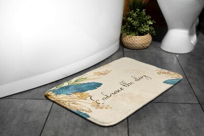 Non slip bath mat Flowers and Feathers