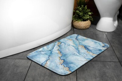 Non slip shower mat Blue marble