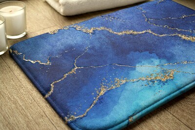 Bathroom rug Blue marble