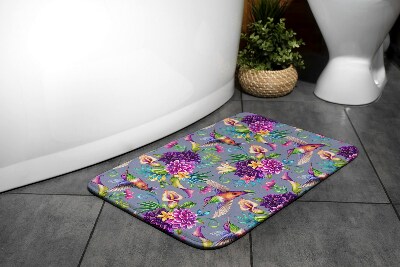 Non slip bath mat Flowers Birds