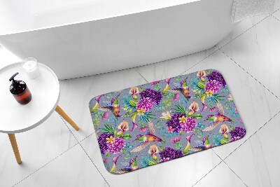 Non slip bath mat Flowers Birds