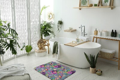 Non slip bath mat Flowers Birds