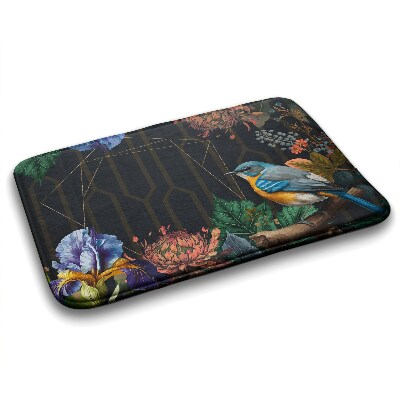 Non slip bath mat Bird Flowers