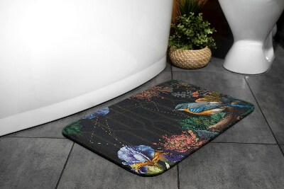 Non slip bath mat Bird Flowers