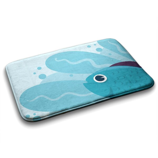 Non slip shower mat Blue Fish